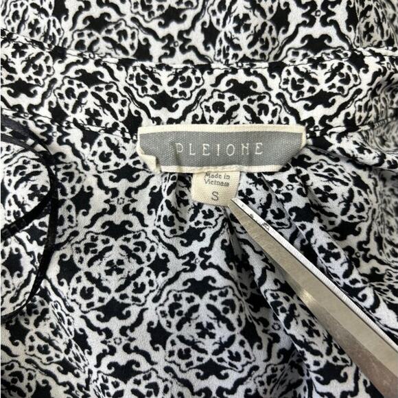 Pleione Womens Sleeveless Blouse S Black & White Patterned Polyester Top - Picture 5 of 8